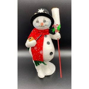 Annalee Christmas Snowman Broom Pipe Figurine Doll 2006 9.5" NWT